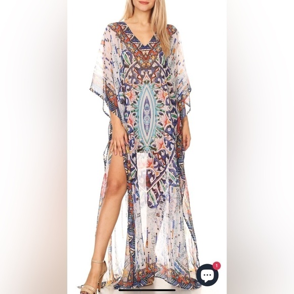 Sakkas Multicolor Bohemian Swim Coverup Caftan - Picture 1 of 11